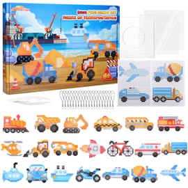 Fontien Ironing Beads Vehicles 5 mm Ironing Beads Set Ironing Beads Plates Car Aeroplane Bicycle Boat 20 Pattern Templates Decoration Crafts DIY Children Gifts for Birthday Christmas Party