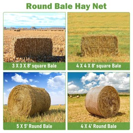 bimiti 5x5ft Round Bale Hay Net for Horses Large Durable Nylon Knotless Slow Feeder Hay Nets for Healthier Feeding of Horses and Goats