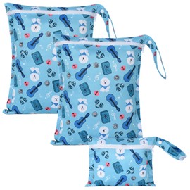 OTraki Wet Bags for Swimsuit Waterproof Reusable Bag Beach Wet Dry Bag Dirty Cloths Washable for Travel Beach Pool Gym, Daycare Organizer Heavy Duty Wet Bag (Guitar Pattern)