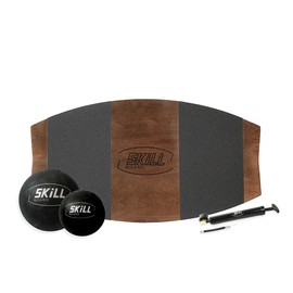 The Skill Board Beginner to Pro - Wooden Balance Board for Adults Bundle - Incl. Balance Trainer for All Sports, Gym, Standing Desk, or Yard Games, 2x Fitness Balls, Ball Pump and more