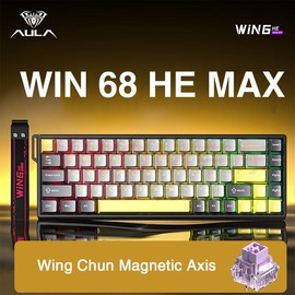 [New]Aula WIN68/WIN60 HE Magnetic Keyboard with Adjustable Actuation, Hall Effect Keyboard with 0.3ms Latency, 65% Wired Compact Keyboard, 8000 Hz Polling Rate, Hot-Swap:_WIN68 HE MAX-Red