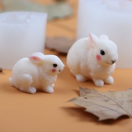 2 Pack Hairy Rabbit Mold Rabbit Silicone Mold for Candle Rabbit Resin Mold Rabbit Soap Mold Silicone Mold for Resin Rabbit Decorate Mold Rabbit Candle Mold Candle Making Mold 3D Animal Mold