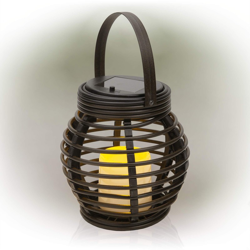 Alpine Solar Black Lantern w/Sheperd's Hook Stake, 33 Inch Tall