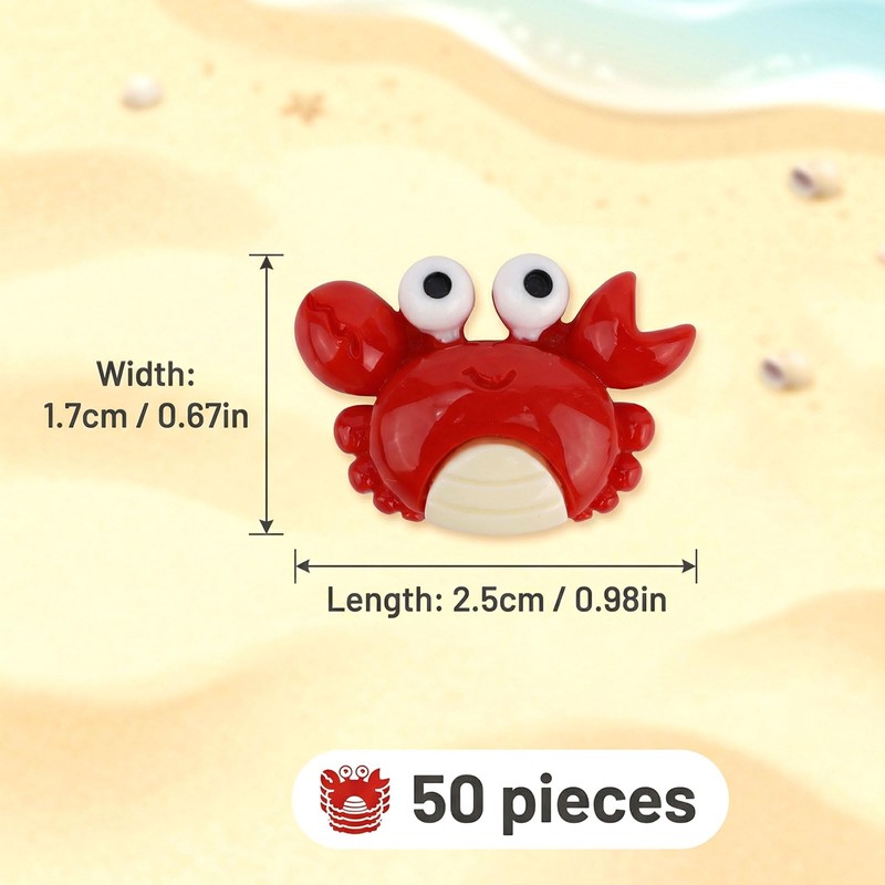Goktvai 50pcs Mini Crab Figurines, Realistic Plastic Crab Decor Tiny