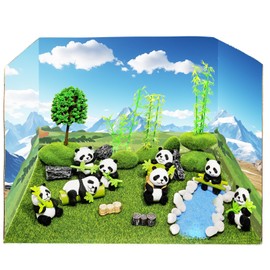 Exasinine Panda Figurines Set Cardboard Diorama Kit Diorama Project Supplies Display for DIY School Projects Birthday Gifts Decorations