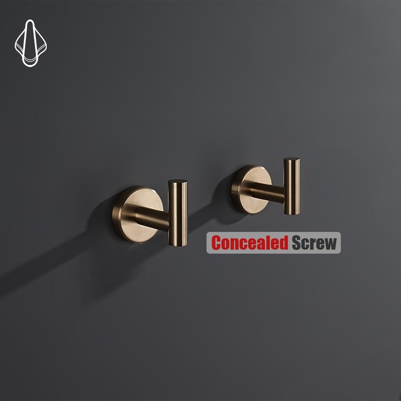 JQK Bathroom Towel Hook Champagne Bronze, Coat Robe Clothes Hook