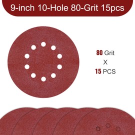 9 Inch 10 Holes Sanding Disc 80 Grit Drywall Sandpaper 15pcs for Popcorn Ceiling Sander Pads