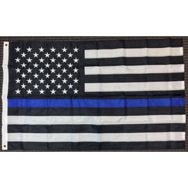 3x5 Thin Blue Line American Embroidered 210D Flag Police Lives Matter Memorial