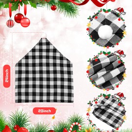 Queekay 6 Pieces Christmas Chair Back Covers Christmas Chair Santa Hat Buffalo Plaid Christmas Dining Chair Protector Elastic Gingham Chair Cover for Dining Kitchen(Black White)