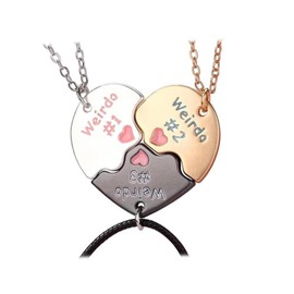3 Pcs Friendship Necklace for Women Colorful Best Friend Statement Necklace Unique Heart Buff Memorial Necklace Dainty Friendship Protection Necklace Costume Jewelry Accessories, Large, Alloy Steel