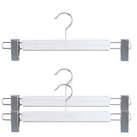 Mawa by Reston Lloyd, European Beech Wood Pant/Skirt Hanger with Adjustable Clips, 13.75" Wide Nordic Pure Series, Set of 3, White Washed