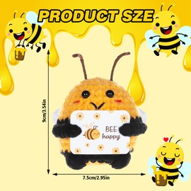 SNONESIY Bee Happy Bee, Bee Cuddly Toy, Bee Stuffed Toy, Bee Happy, Pocket Hug Bee Lucky Charm Gifts with Cards Can be Used for Family, Friends and Classmates