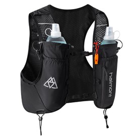 Haimont Lightweight Running Vest Pack, 8L Trail Hydration Backpack with 2 Soft Water Bottles & Adjustable Chest Straps for Runner, Women, Men, L, Black