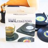 Funny Retro Record Coasters for Drinks with Vinyl Player Holder