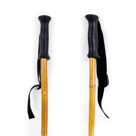 Booyah! Bamboo Downhill Ski Poles - Alpine Ski Poles with Black Pole Grip and Black Baskets, Ski Poles Men and Women, for Winter Downhill Skiing Wooden Poles(110cm)