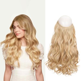 AYNKH Blonde Hair Extensions, Invisible Synthetic Fibre Blonde Extensions with Pick-up Colouring, With Fish Line Ready to Wear