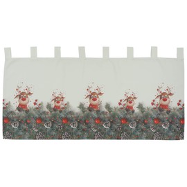 Raebel OHG Net Curtain Christmas Curtain Panneau Christmas Bistro Curtain Elk Red Nose 100% Polyester Opaque (60 x 120 cm)