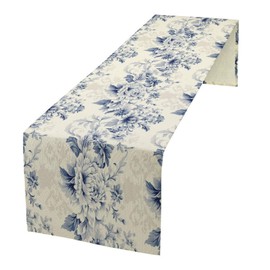 Camino de mesa de flores de rosas retro chic rosas florales primavera verano temporada azul Gardern camino de cena para el hogar, cocina, comedor, fiesta, decoración de mesa, 13 x 90 pulgadas