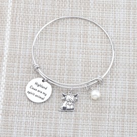 AKTAP Highland Cows Bracelet Cow Gifts Cow Jewelry for Animal Lover Highland Cows are My Spirit Animal (Cows Bracelet)