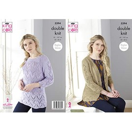 King Cole 5394 Knitting Pattern Womens Lace Cardigan and Jumper in Finesse DK