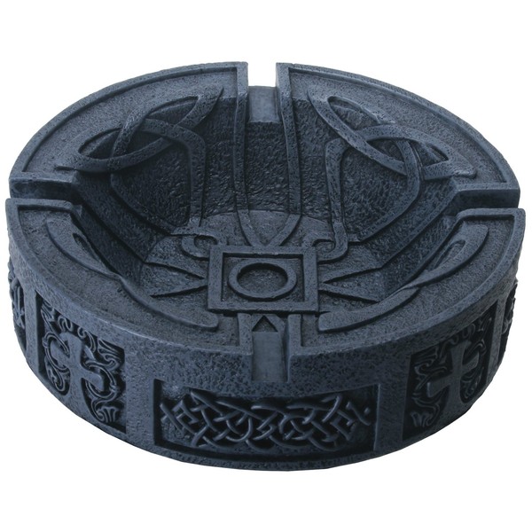 YTC 5.25 Inch Cigar Ashtray with Celtic Engravings, Grey Colored