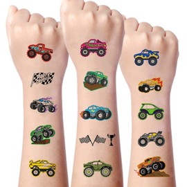 72 PCS Classic Vintage Race Car Temporary Tattoos, 64 Different Designs Big Cars Waterproof Temporary Tattoo Stickers, Race Car Themed Sticker for Kids Birthday Decorations Party Supplies