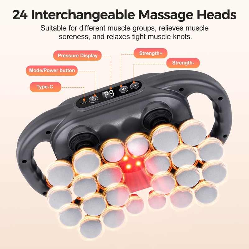 JIASHENG Massage Gun Set with 24 Heads, 9 Modes &