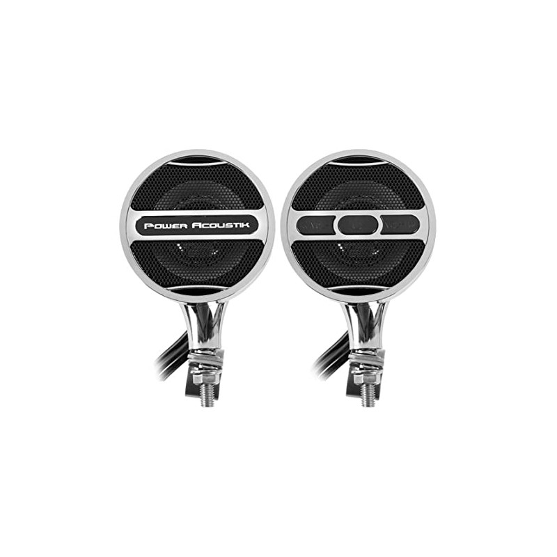 Power Acoustik Chrome Motorcycle Bluetooth Speaker System FM Radio &