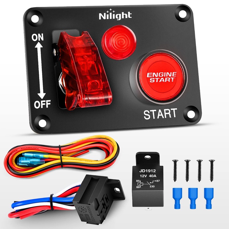 Nilight Ignition Switch Panel 12V 2 in 1 Rocker with