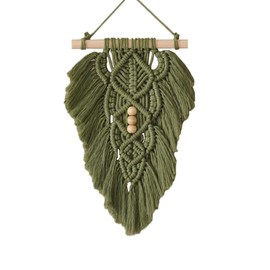 Jditngp Hand Woven Leaf Wall Hanging,Leaf Tapestry Wall Hanging,Nordic Room Wall Feather Ornament,Boho Woven Tapestry Boho Home Decor for Living Room Bedroom or Entryway Wall Art (Green)