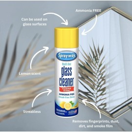 Sprayway Glass Cleaner Lemon Scent Foaming Aerosol Spray, 19oz, Pack of 6 |...