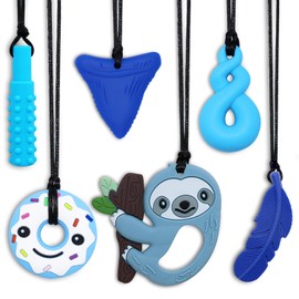 Collares masticables para niños y niñas, paquete de 6 collares masticables para niños con autismo, ayuda de motor oral de silicona, juguetes para masticar para niños y adultos para reducir la ansiedad