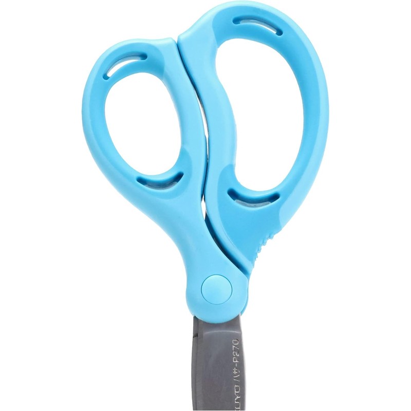Kokuyo Aero Fit Saxa Scissors for Kids, Glueless Blue Hasa-P270B