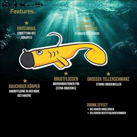 LMAB Drunk Bait 8, 12, 16 & 20 cm – Rubber Fish Fishing Lure – Rubber Bait for Zander, Perch & Pike – Zander Bait, Perch Bait, Pike Bait (20 cm, Gold Orange)