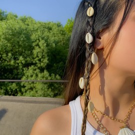 Juego De Anillos Para El Cabello Con Forma De Círculo Tribal Bohemio, Anillos Trenzados Bohemios, Pinzas Para El Cabello Con Trenza Sucia Con Rastas De Concha, Plata 1 Unidad (Paquete De 1