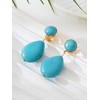 Turquoise Drop Earrings for Women – Clip-On Design with Oval