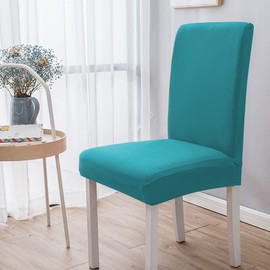 Newthinking Stretch Chair Covers for Dining Room, High Back Dining Chair Covers, Removable and Washable Full Wrap Elastic Chair Cover for Hotel, Wedding, Kitchen, Dining Room (Peacock Blue, 4 Pack)