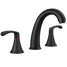 FORIOUS Black Bathroom Faucet 3 Hole, Widespread Bathroom Sink Faucet 8 Inch with Pop Up Drain and CUPC Supply Hose, 2 Handle for Vanity Rv Commercial Lavatory Restroom