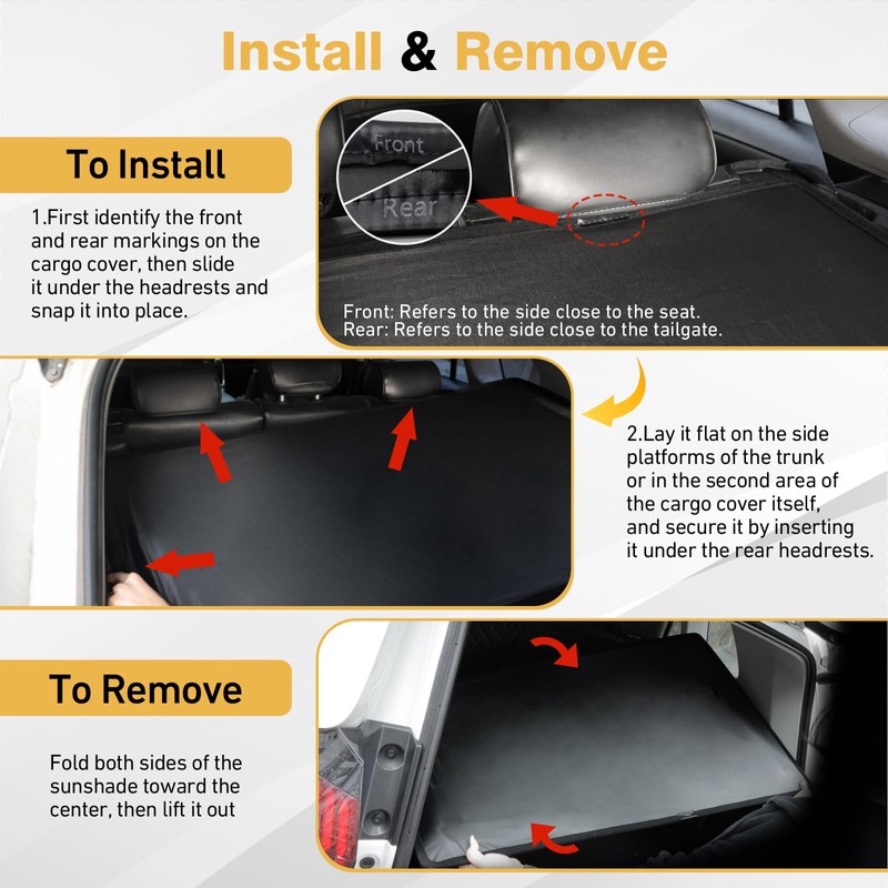 Powerty Foldable Cargo Cover for 2019-2025 Toyota RAV4 Accessories, Trunk