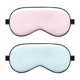 2 Pack Silk Kids Sleep Mask - Soft Skin-Friendly Adjustable Strap, Light Blocking Eye Mask for Boys Girls Teens 6-15 Years（Blue & Pink）