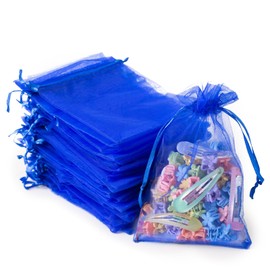 YHJZ 100PCS Organza Bags, 4x6 inches (10x15cm) Small Mesh Bags Drawstring, Jewelry Gift Bags, Packaging Bags for Party, Festival, Soaps, Makeup Organza Favor Bags (Blue)