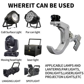Iverens 8 Pack Truss Clamp C-Clamp Stage Light Clamp Hook Aluminum Lighting Clamp for Par Light Moving Head Stage Lighting Accessories Silver