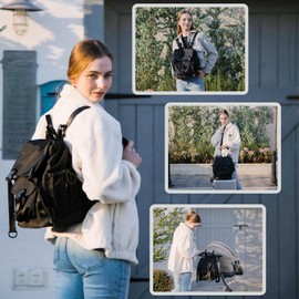 MOMINSIDE Small Diaper Bag Backpack, Mini Diaper Bag with 9 Pockets 3 Buckles, Travel Baby Diaper Bag for Girls Boys, 2 Insulated Pockets, Stroller Straps, Baby Registry (Black)