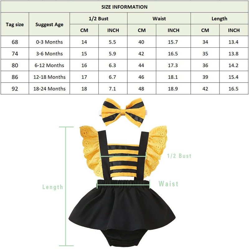AGQT - Disfraz de abeja para bebé y niña, talla