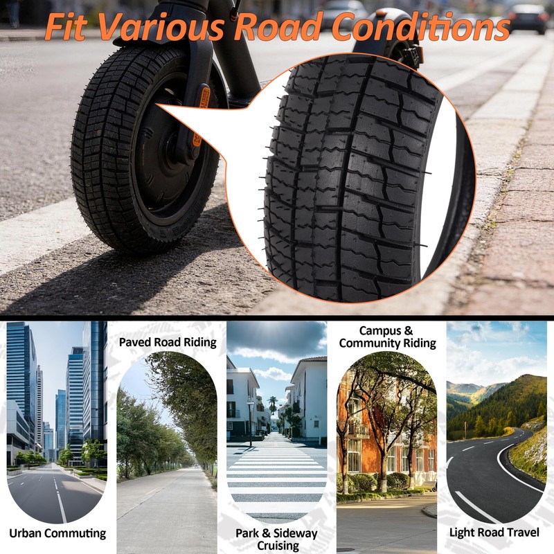10.5x2.75 Tubeless Tire for Segway Ninebot P65 P100 P100S E-Scooter