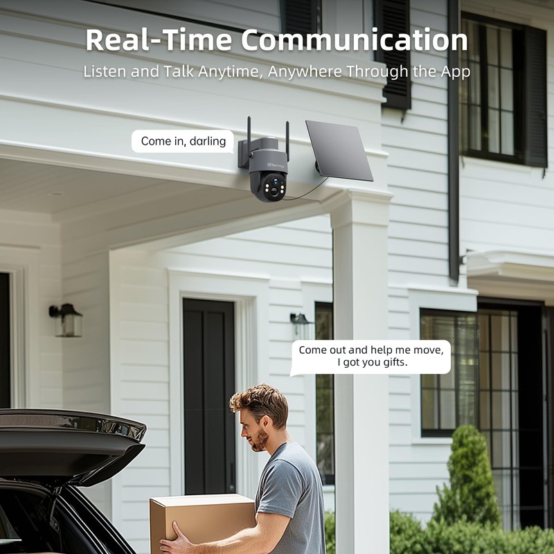 Techage 4G LTE Cellular Solar Security Camera Wireless Outdoor, 2.5K
