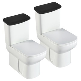 2 Pcs Toilet Tank Cover,Universal Toilet Lid Cover,Absorbent Washable Toilets Tank Lid Replacement Stretch Elastic Protector Toilets Covers with Elastic Bottom for Bathroom Decor Accessories(Black)