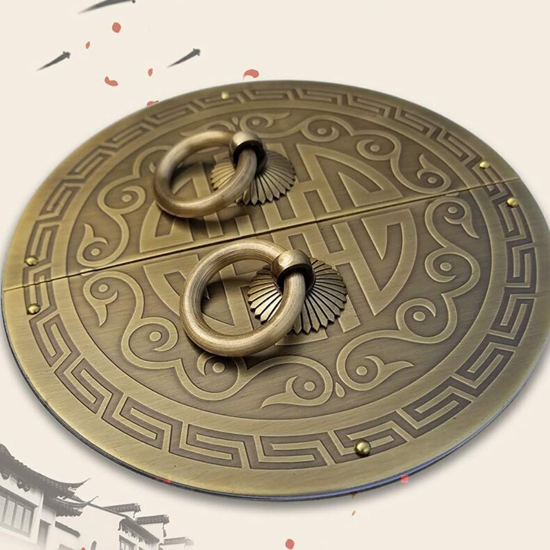 Tiazza A Pair Antique Brass Round Plate Pulls Handle Shoe