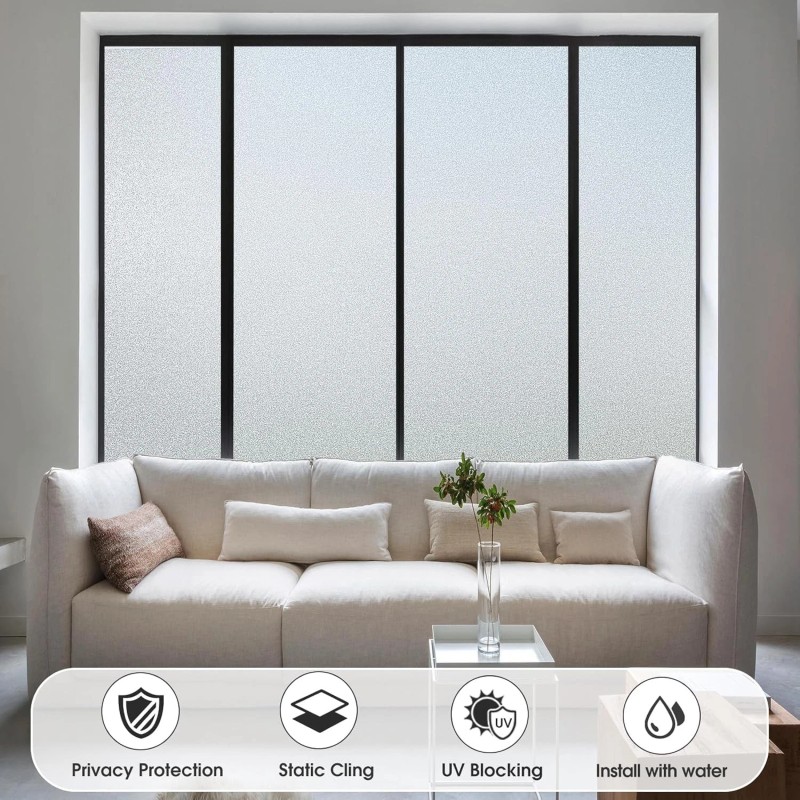 Coavas Window Privacy Film Frosted Glass Static Cling Heat Blocking