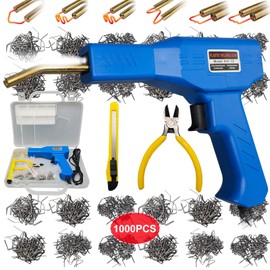 hengzhixingguang 220W Plastic Welder, 1000PCS Hot Stapler Plastic Welding Kit, Plastic Welder Gun Kit with LED light, AC110v-130v, 6 Types Hot Stapler for Car Bumper and Most Plastic Repair (Blue)